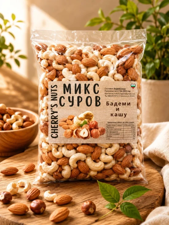 Сурови ядки Суров микс: бадеми и кашу