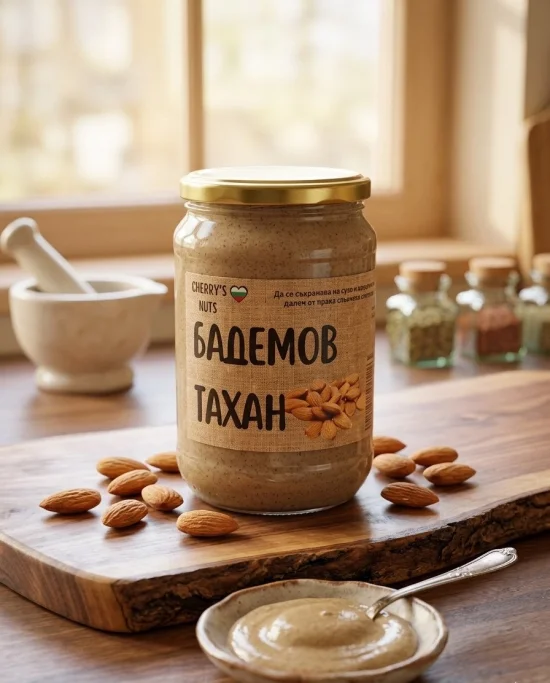 Тахани Бадемов тахан - натурален продукт от 100% бадеми 700 гр.